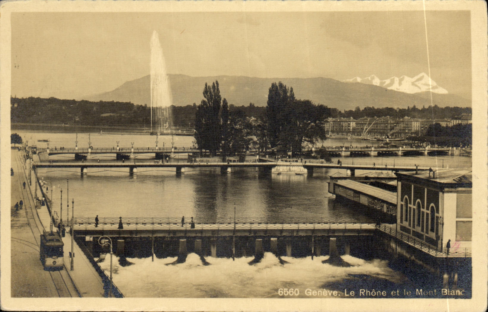 VINTAGE POSTCARD Geneva the Rhone and Mont Blanc