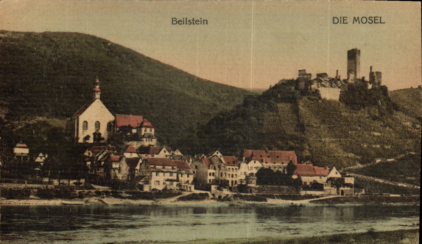 VINTAGE POSTCARD Beilstein Die Mosel