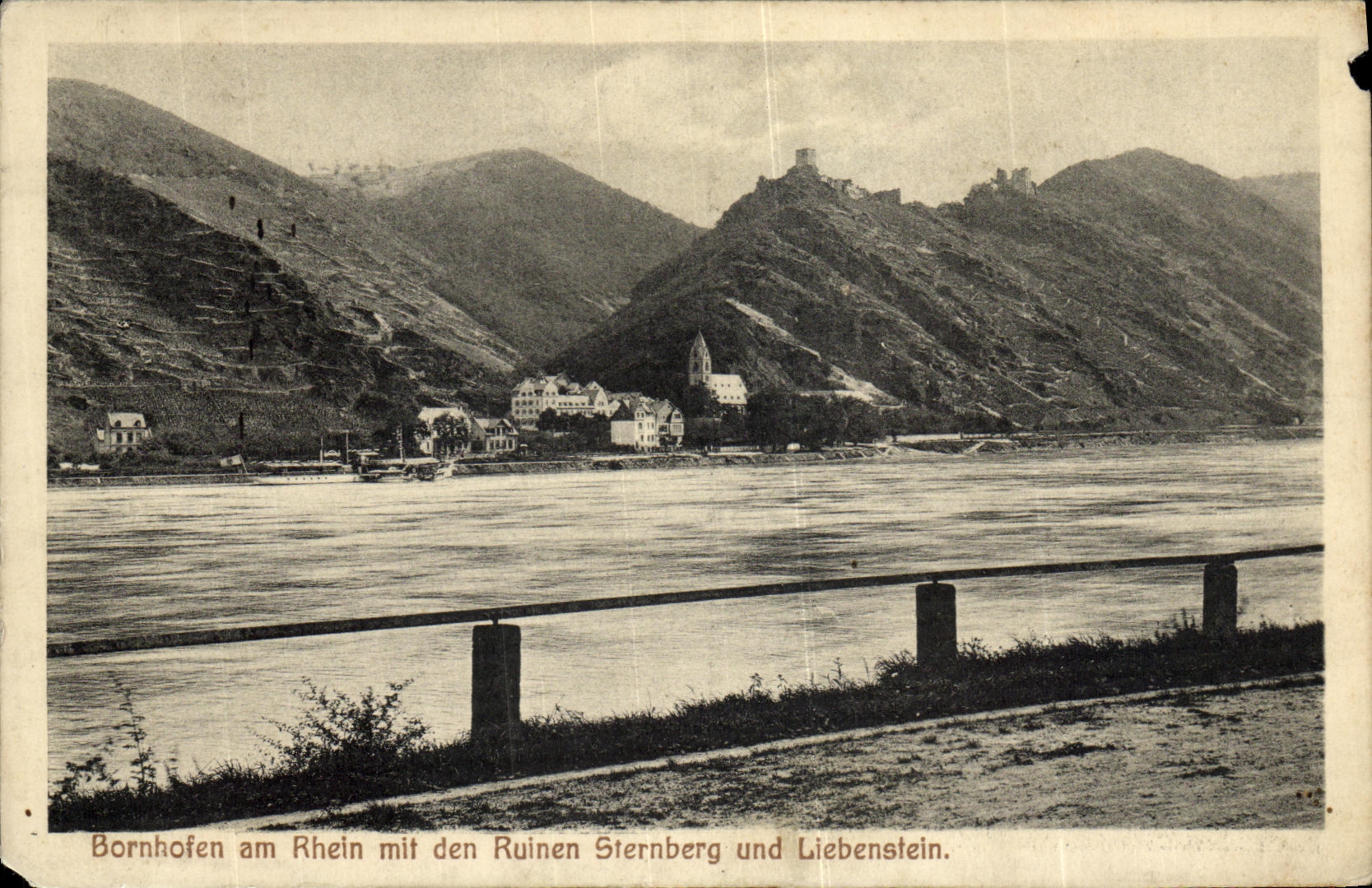 VINTAGE POSTCARD Bornhofen amndt Rhein put Ruinen Sternberg Und Liebenstein