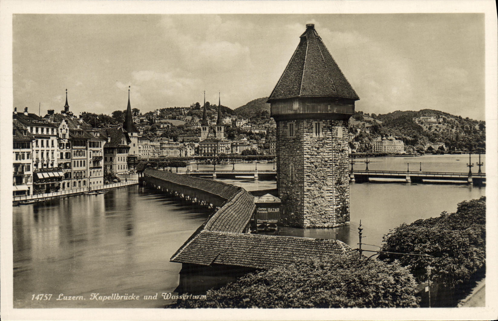 VINTAGE POSTCARD Luzern Kapellbrucke uned Wasserturm