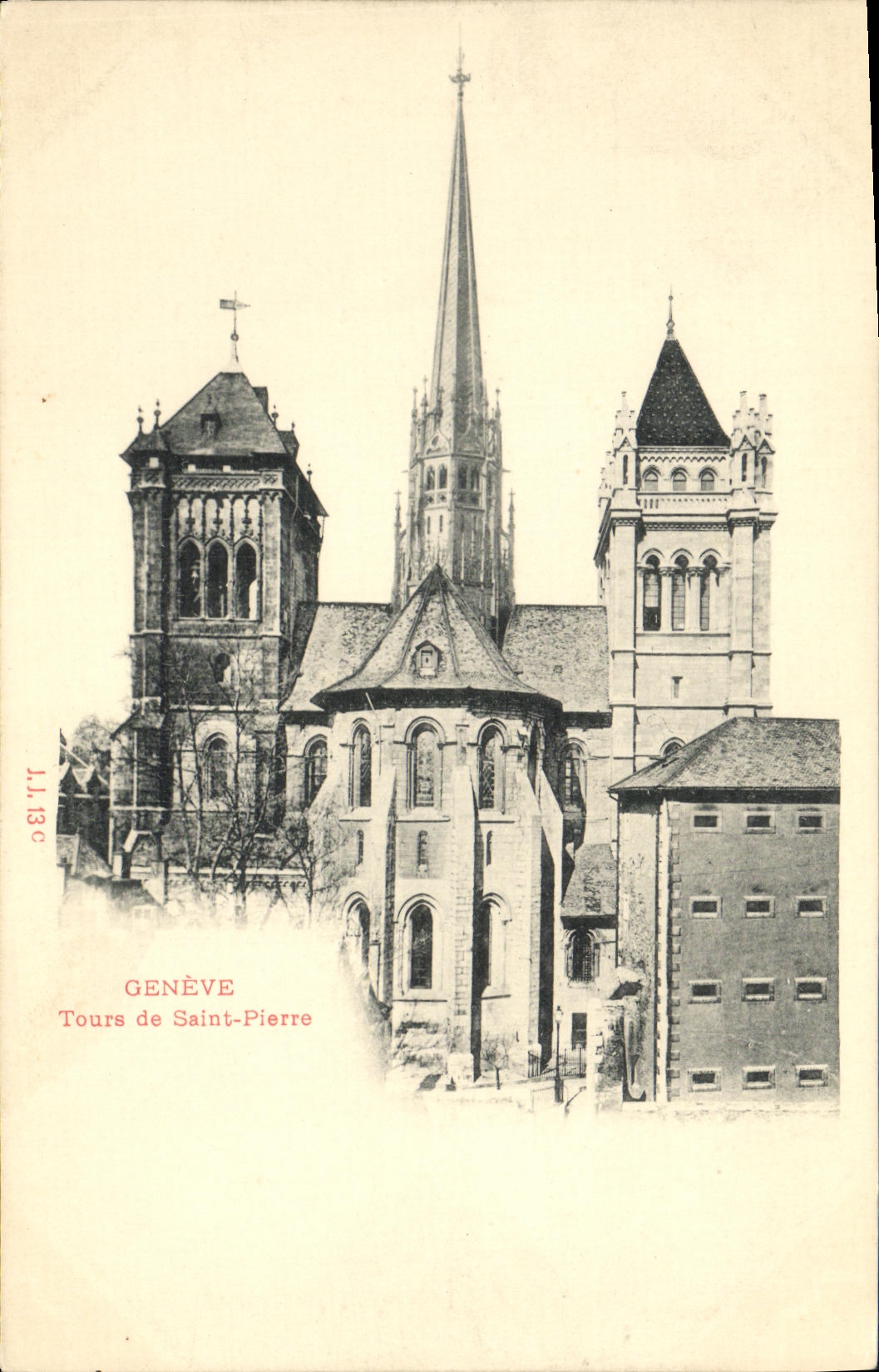 VINTAGE POSTCARD Geneva Tours of Saint Pierre