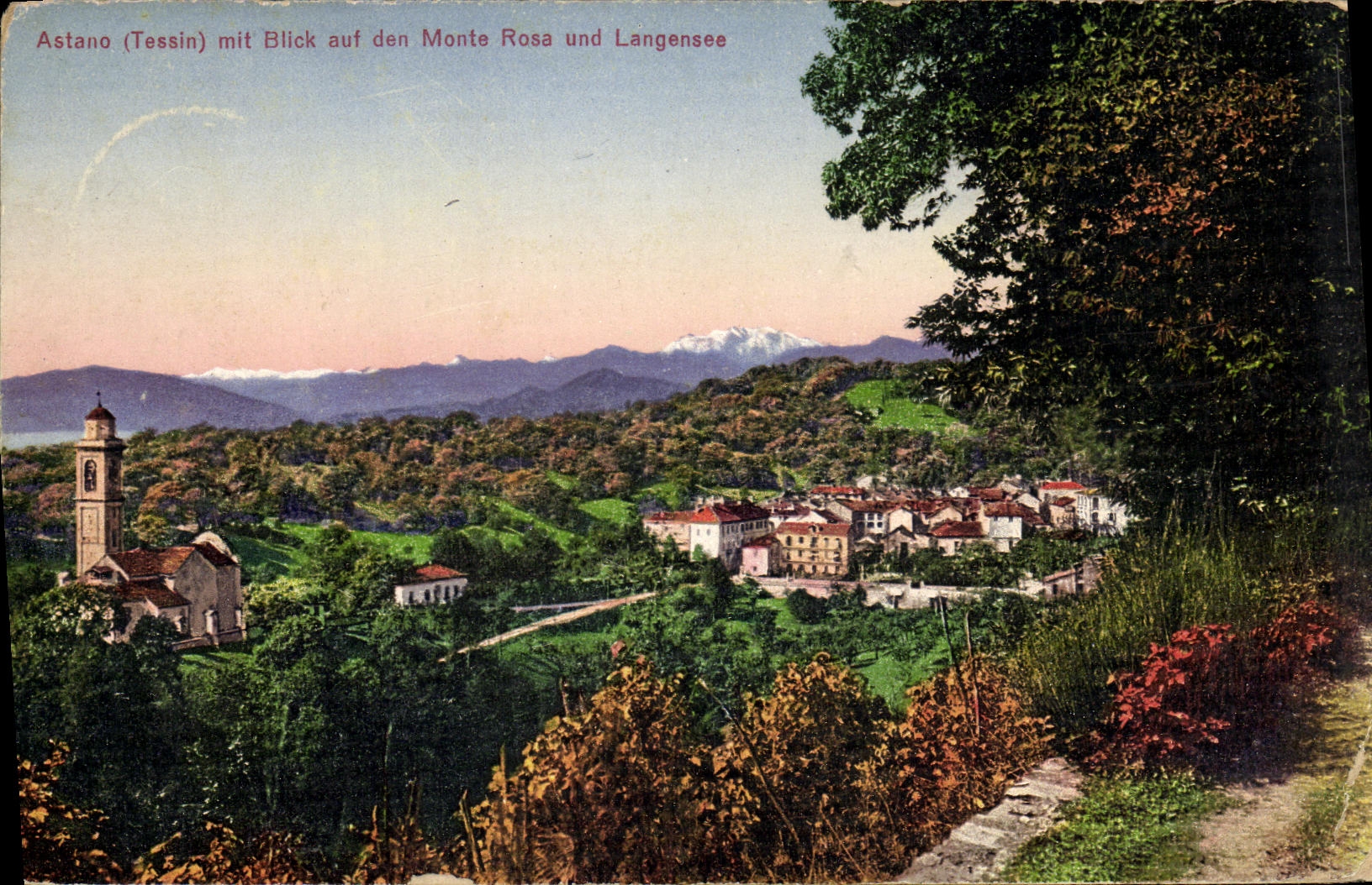 CPA Astano Mit Blick auf den Monte Rose Und Langensee Tessin