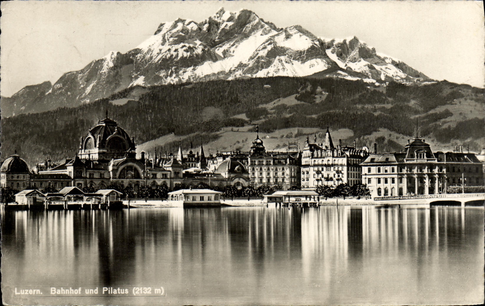 VINTAGE POSTCARD Luzern Bahnhof und Pillatus