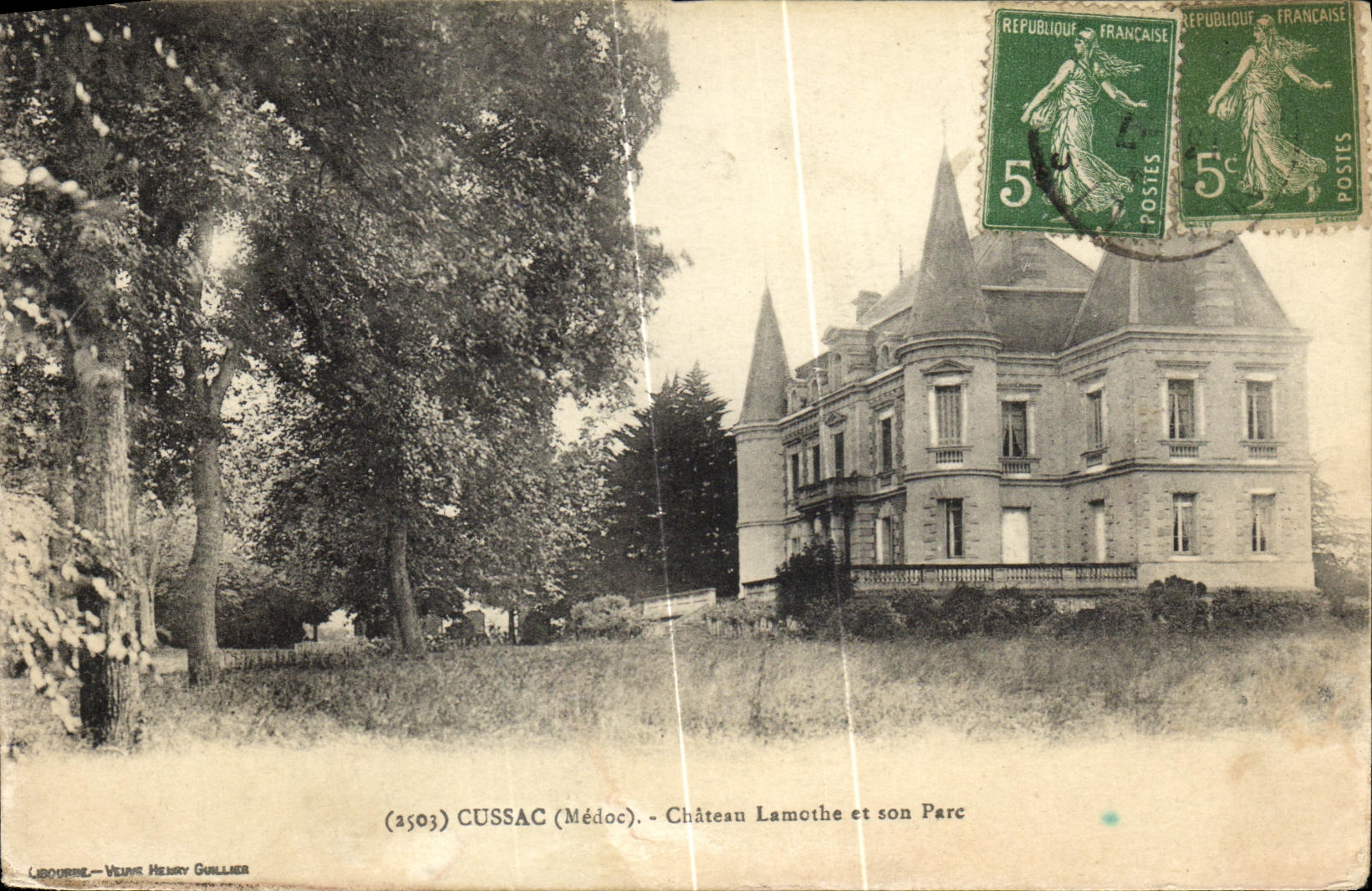 VINTAGE POSTCARD Cussac Lamothe Castle and Its Park
