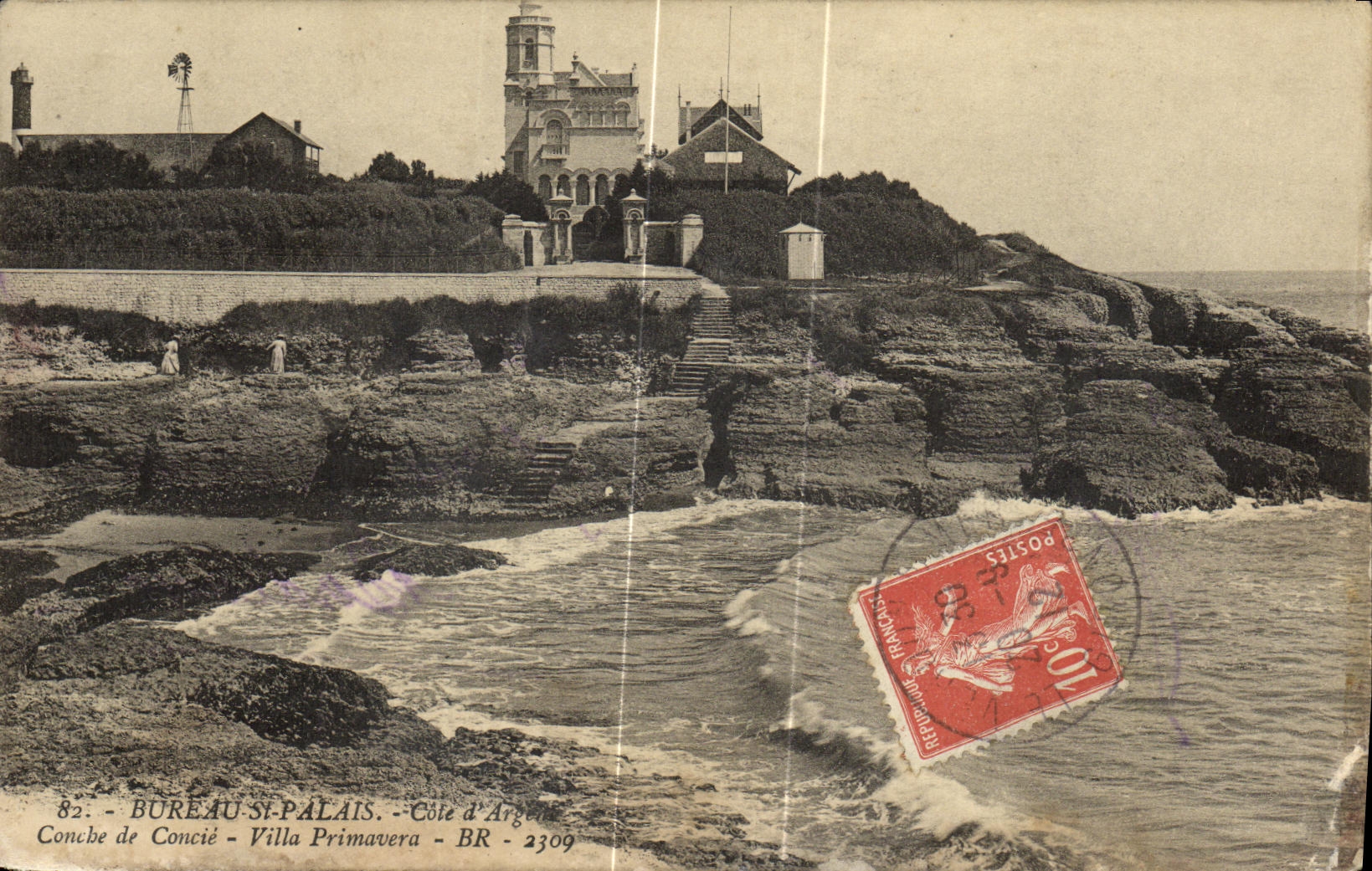 VINTAGE POSTCARD Bureau St Palate Dimensions D Argent Conche de Concie Villa Primavera