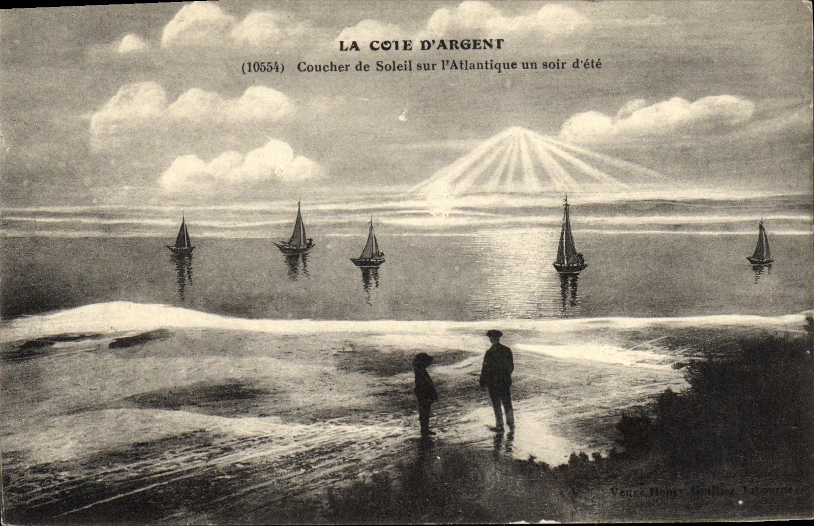 VINTAGE POSTCARD the Dimension D Money Sunset on L Atlantic one evening D be