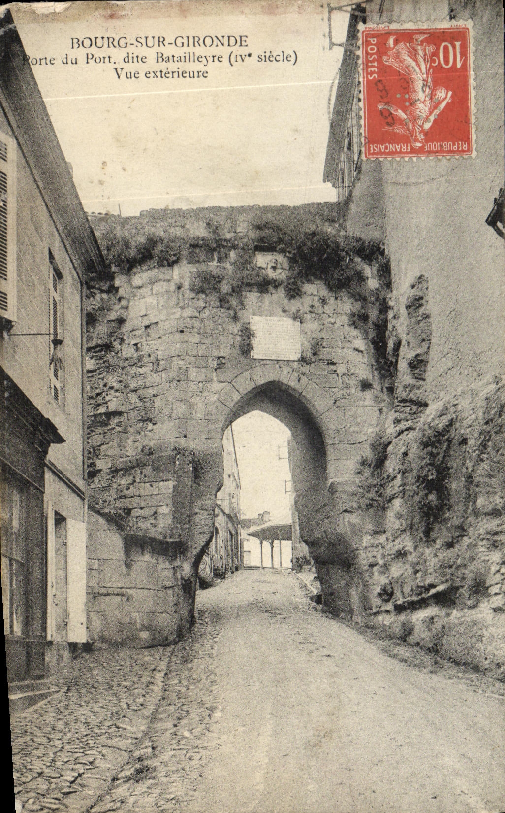 La POSTAL Bourg de la VENDIMIA en la Gironda lleva portuario conocido como external de Batailleyere Vue