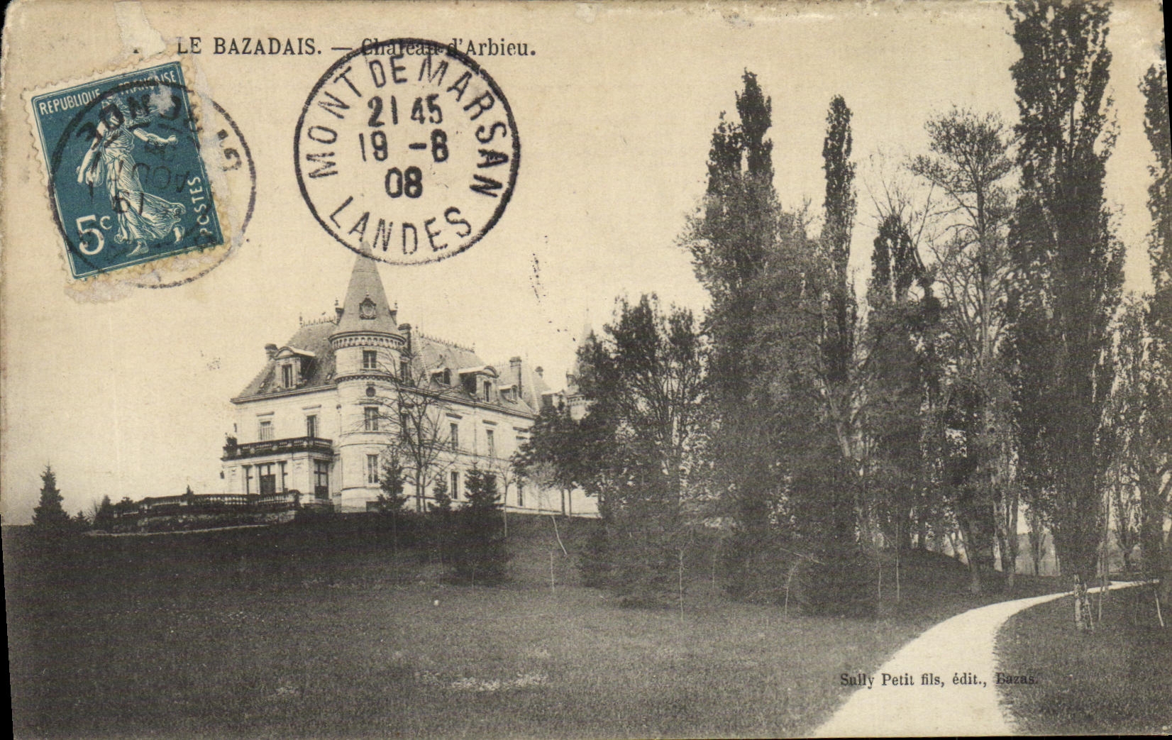 VINTAGE POSTCARD Bazadais Castle D Arbieu