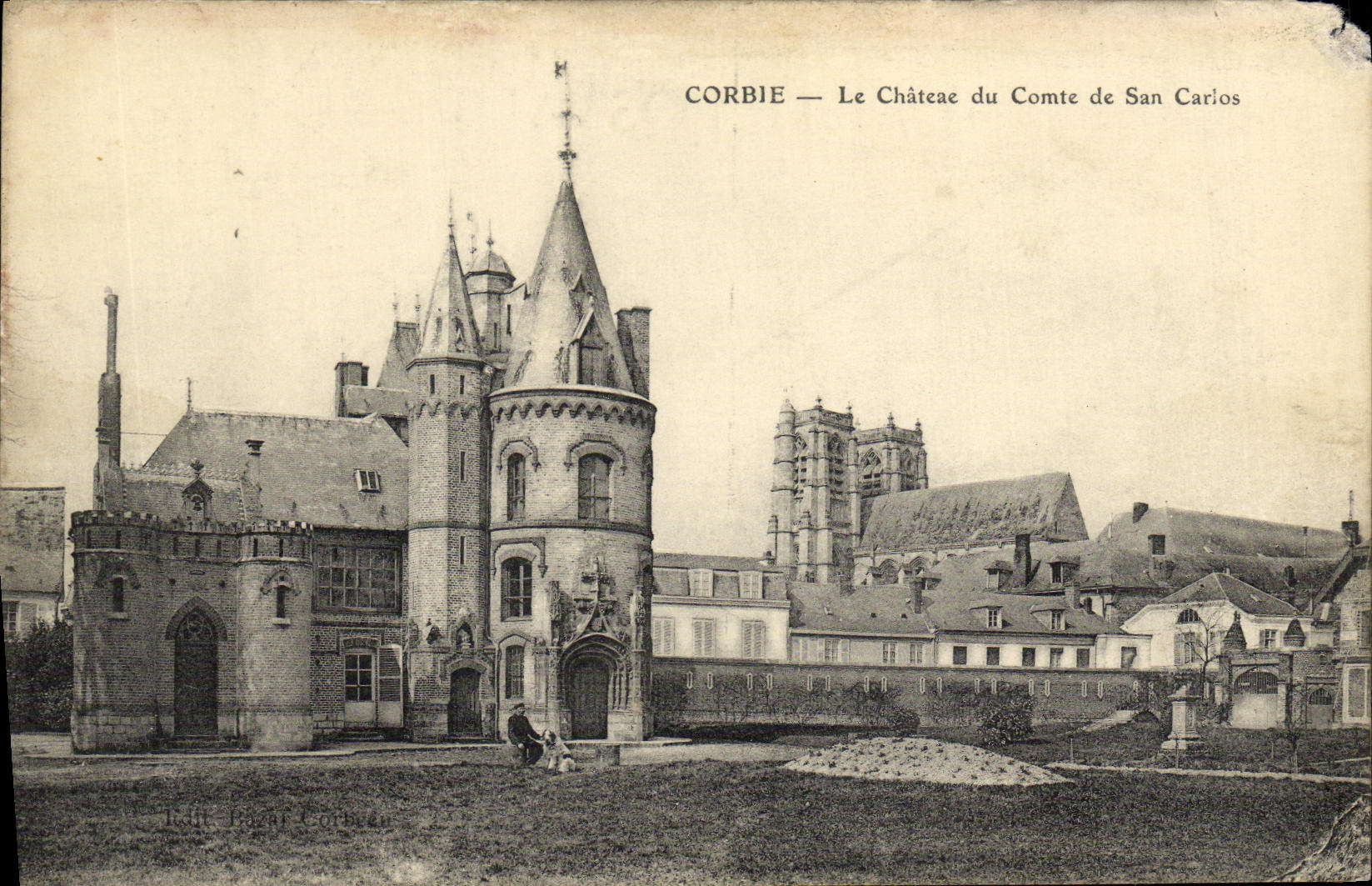 POSTAL Corbie de la VENDIMIA el castillo de la cuenta de San Carlos