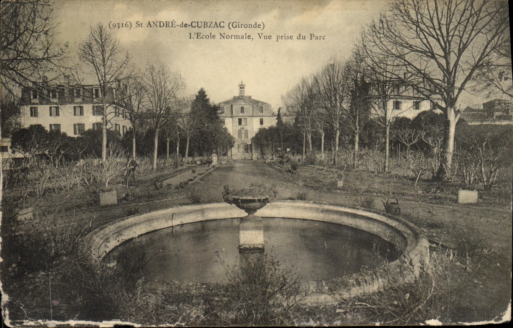 VINTAGE POSTCARD St Andre de Cubzac L Teacher training school Seen from of the Park