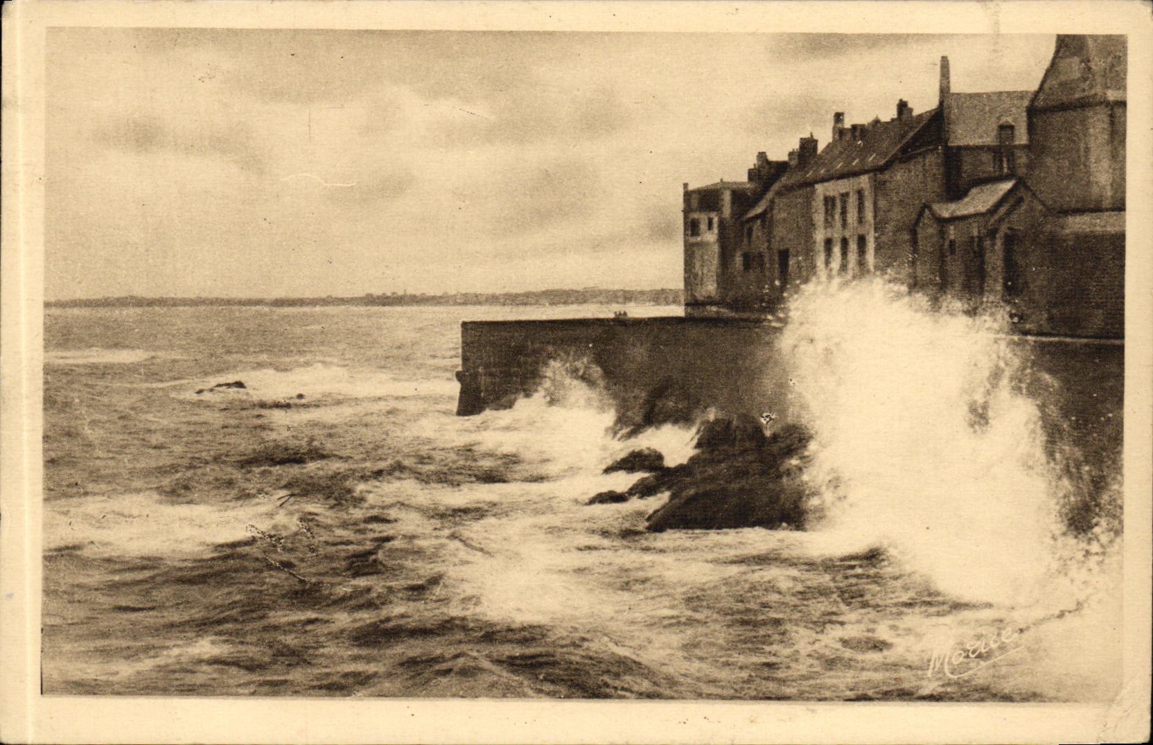 VINTAGE POSTCARD Dimension D Emerald St Malo Walls one day of storm