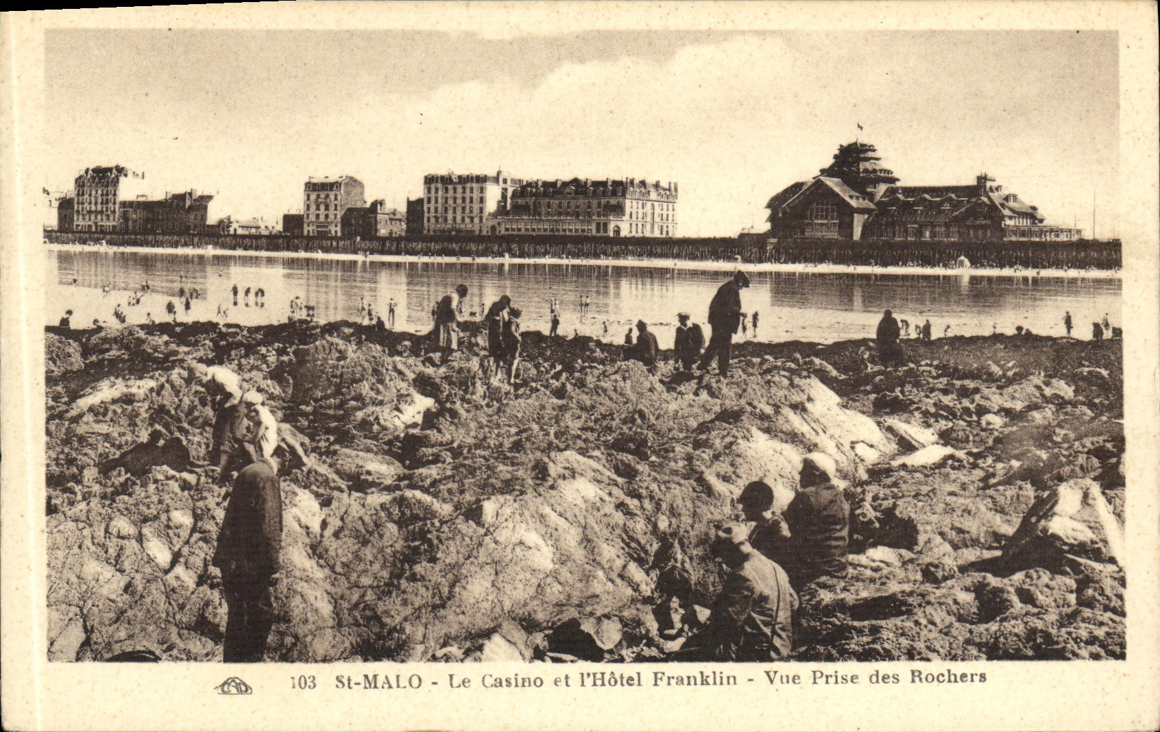 VINTAGE POSTCARD St Malo the Casino and Franklin Hotel Seen from of the Rocks