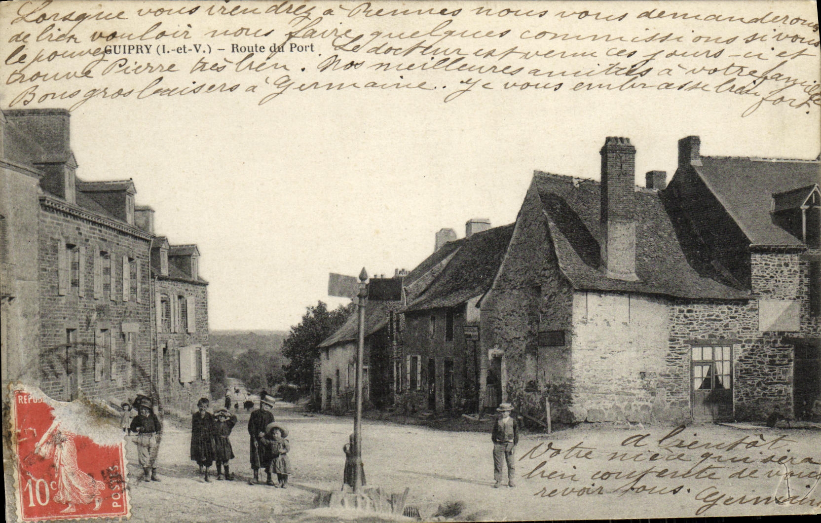 Camino de Guipry de la POSTAL de la VENDIMIA de los ninos portuarios