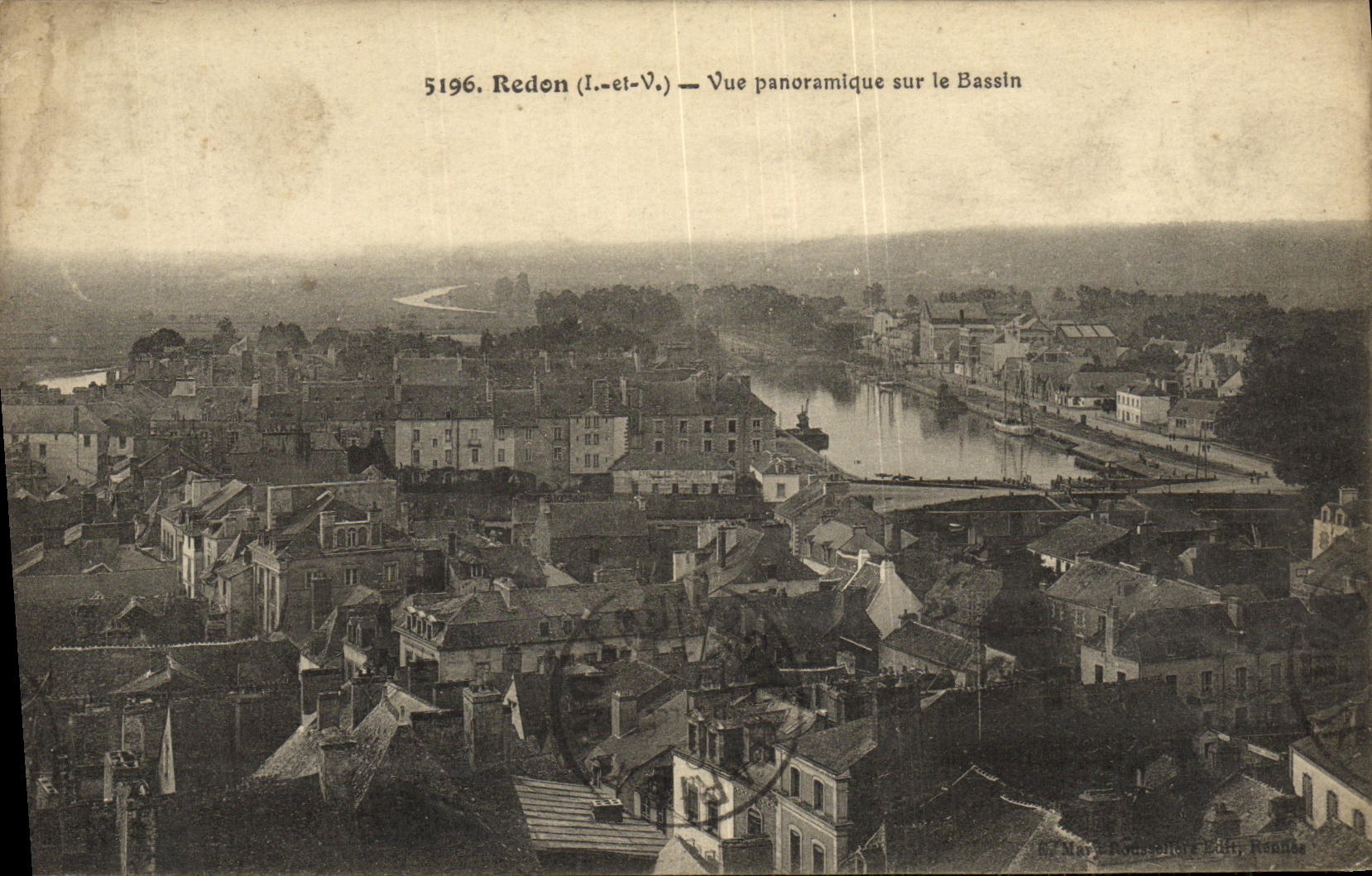 VINTAGE POSTCARD Redon Panoramic View on the Basin