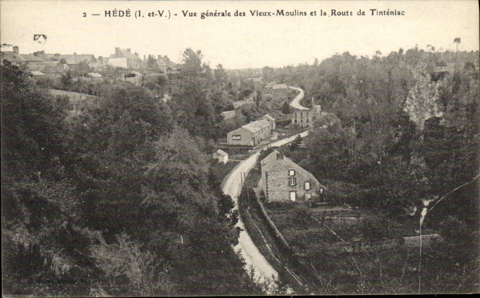 Opinion de Hede de la POSTAL de la VENDIMIA de los viejos hombres Moulins y del camino de Tinteniac