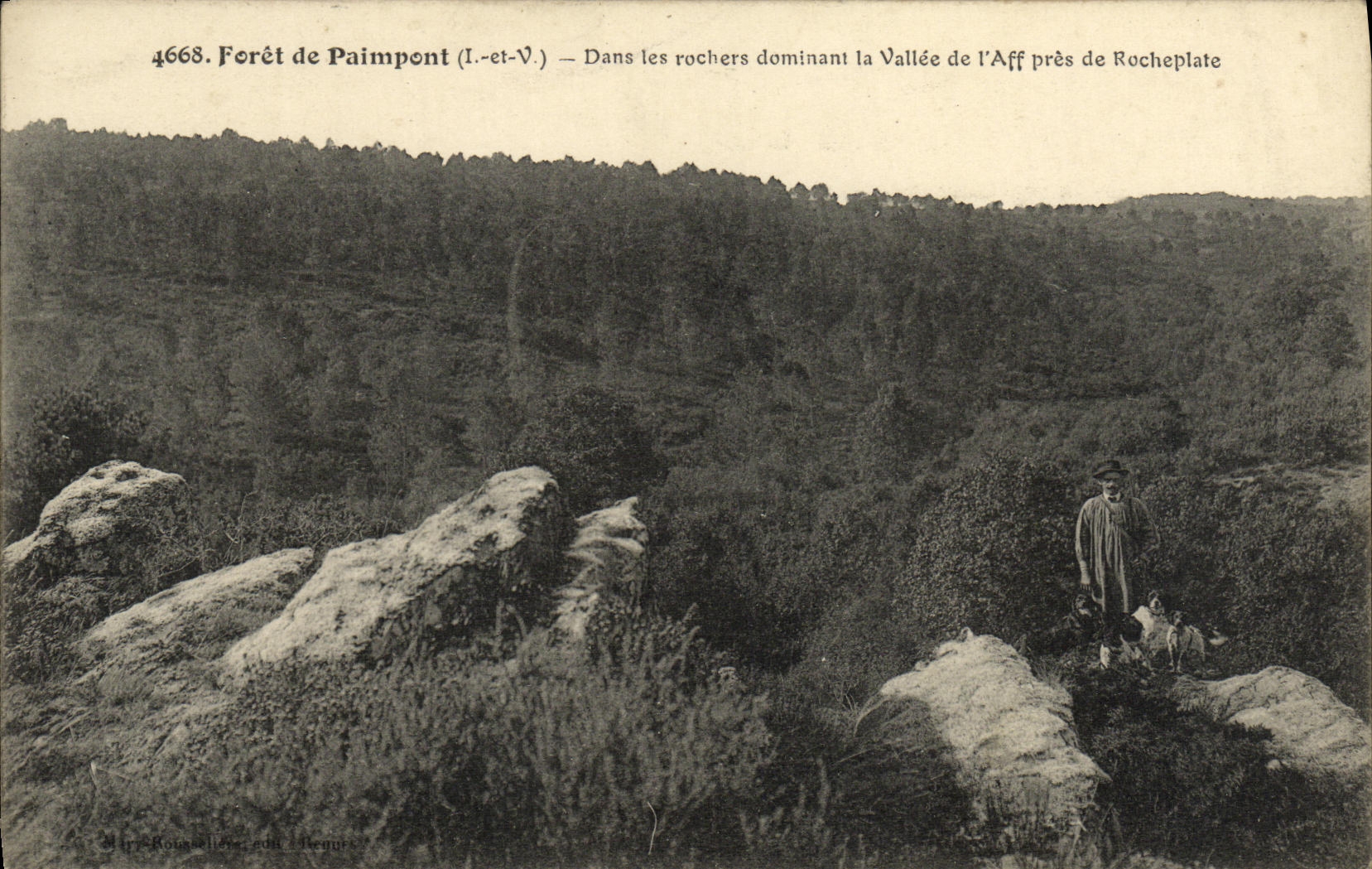 VINTAGE POSTCARD Drill of Paimpont In the rocks dominating the valley of L Aff close to Rocheplate
