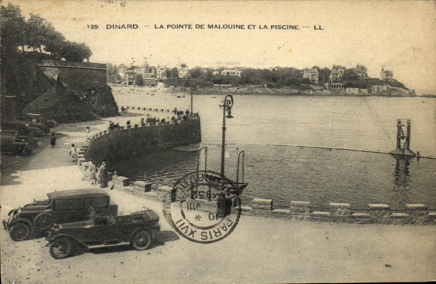 CPA Dinard la pointe de Malouine et la piscine Automobile 