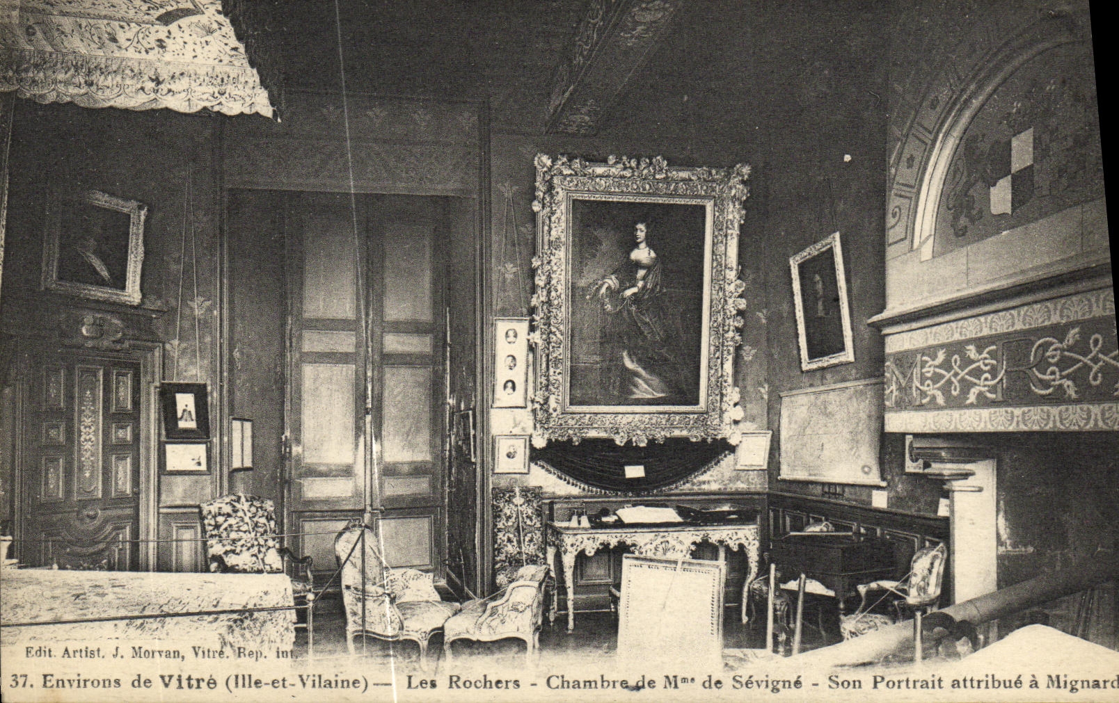 Alrededores de la POSTAL de la VENDIMIA del cristal el cuarto de las rocas de senora de Sevigne