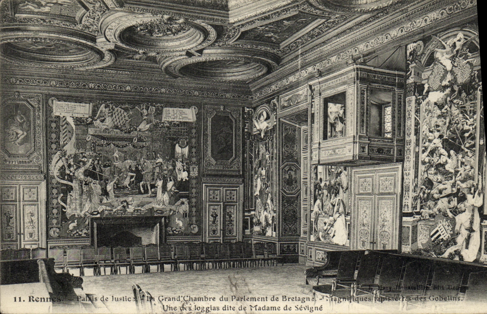 CPA Rennes Palais de Justice Grand Chambre du Parlement de Brelagne Une des loggias dite de Madame de Sevigne