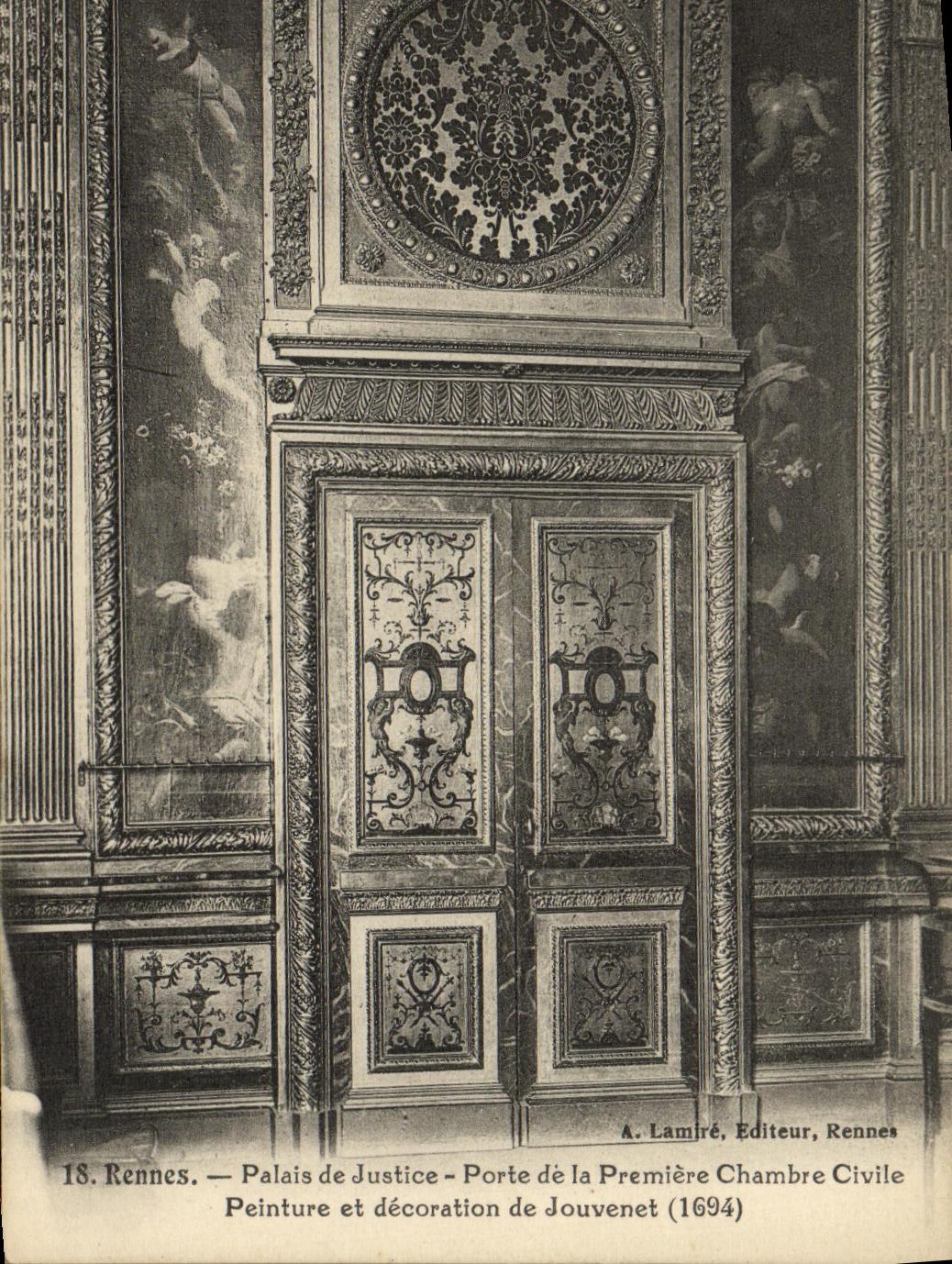 CPA Rennes Palais de Justice Porte de la Premeiere Chambre Civile Peinture et decoration de Jouvenet