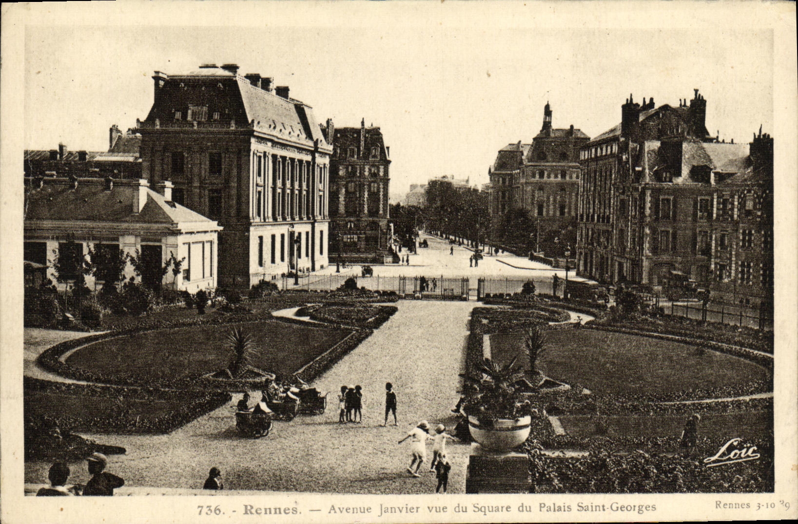 CPA Rennes Avenue Janvier vue du Square du Palais Saint Georges