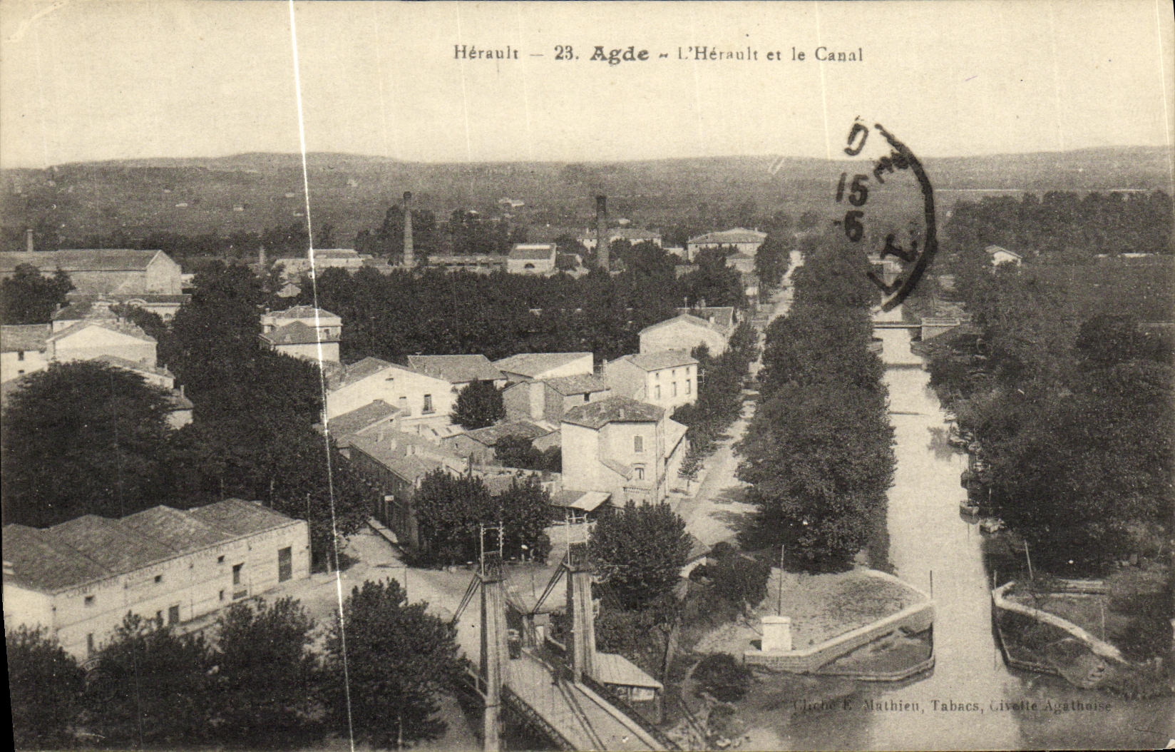 VINTAGE POSTCARD Herault Agde L Herault and the Canal