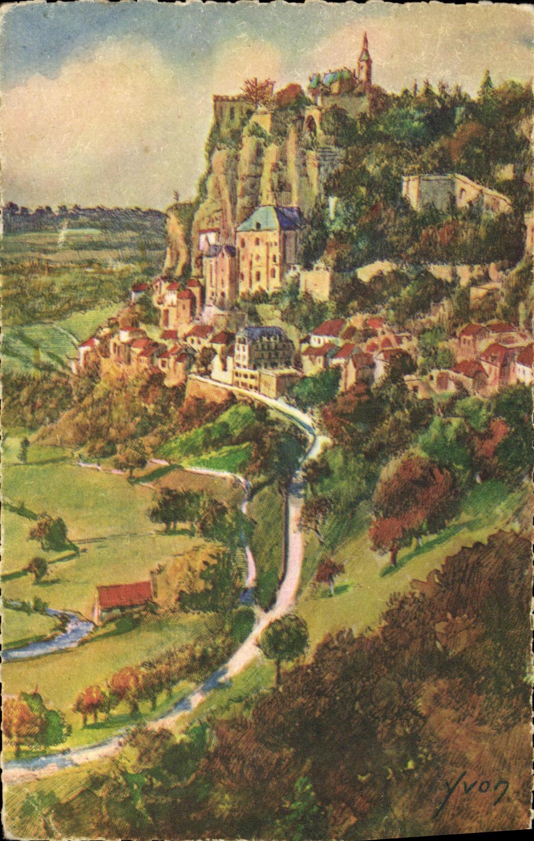 CPA Rocamadour Vue prise de la route de d Hospitalet