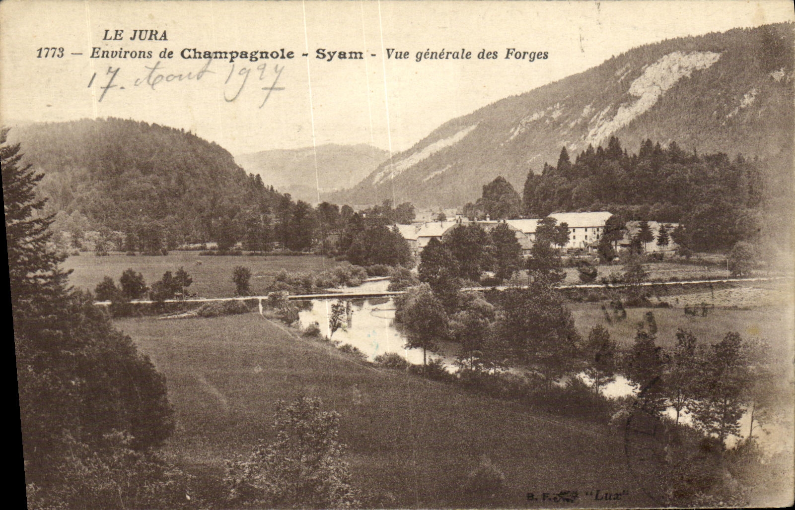 VINTAGE POSTCARD the Jura Surroundings of Champagnole Syam View of the Forging mills