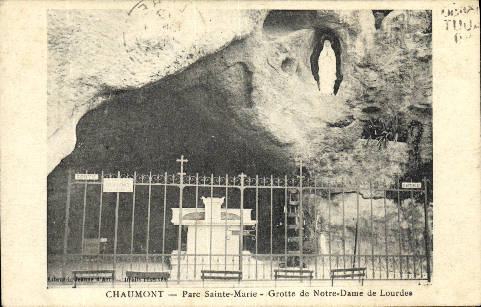 VINTAGE POSTCARD Chaumont Park Sainte Marie Cave of Notre Dame de Lourdes