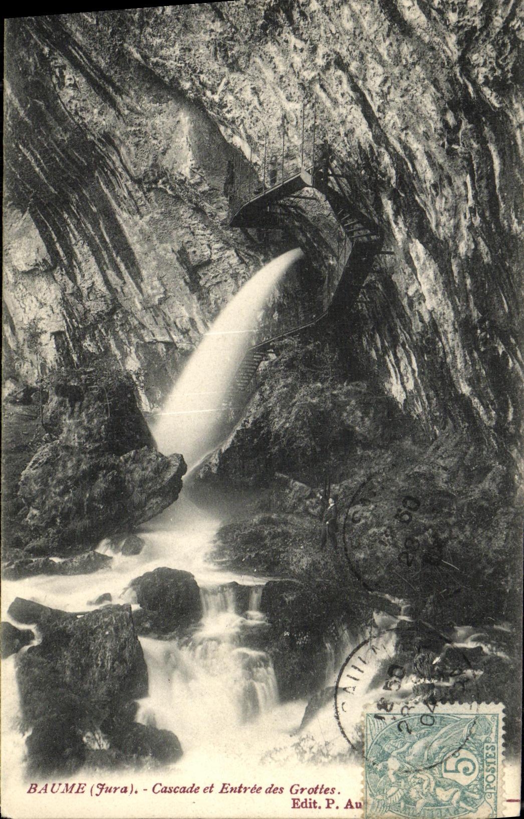 CPA Baume Cascade et Entree des Grottes 