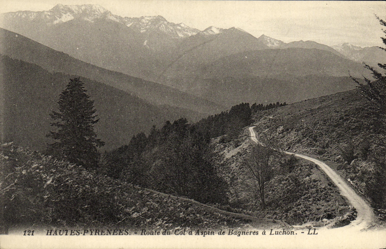 VINTAGE POSTCARD Route of the collar D Aspin de Bagneres has Luchon