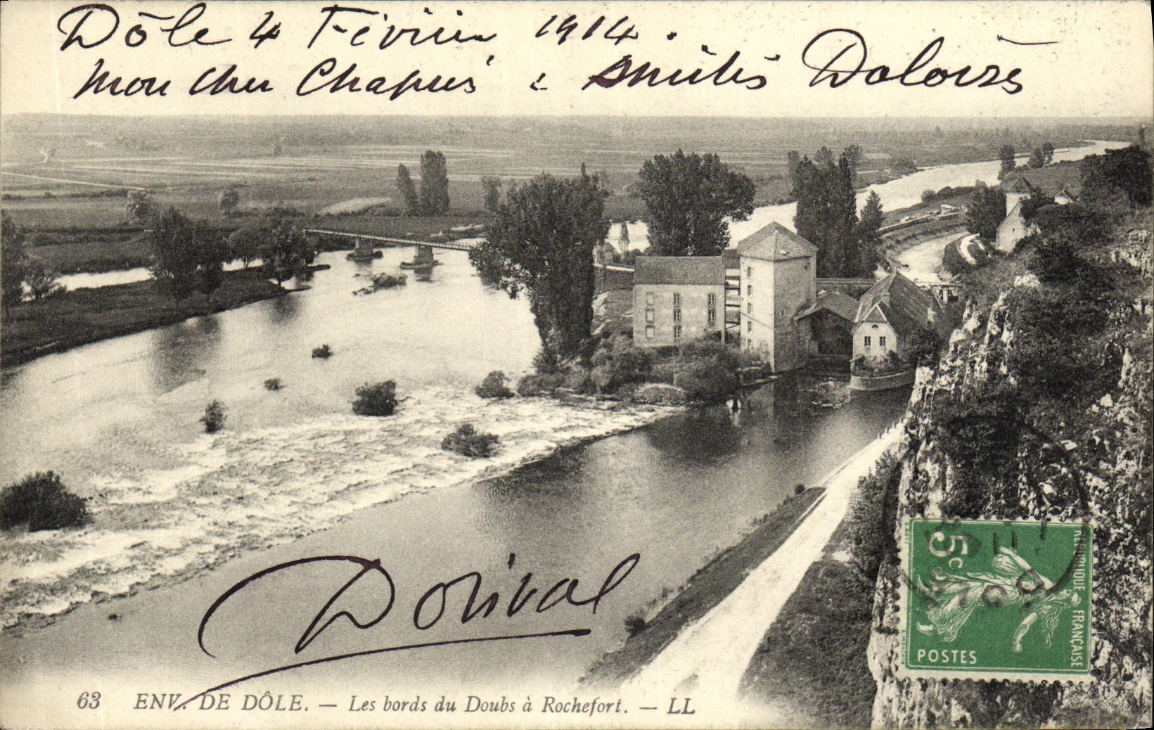 VINTAGE POSTCARD Environs of Pares the Edges Of Doubs has Rochefort