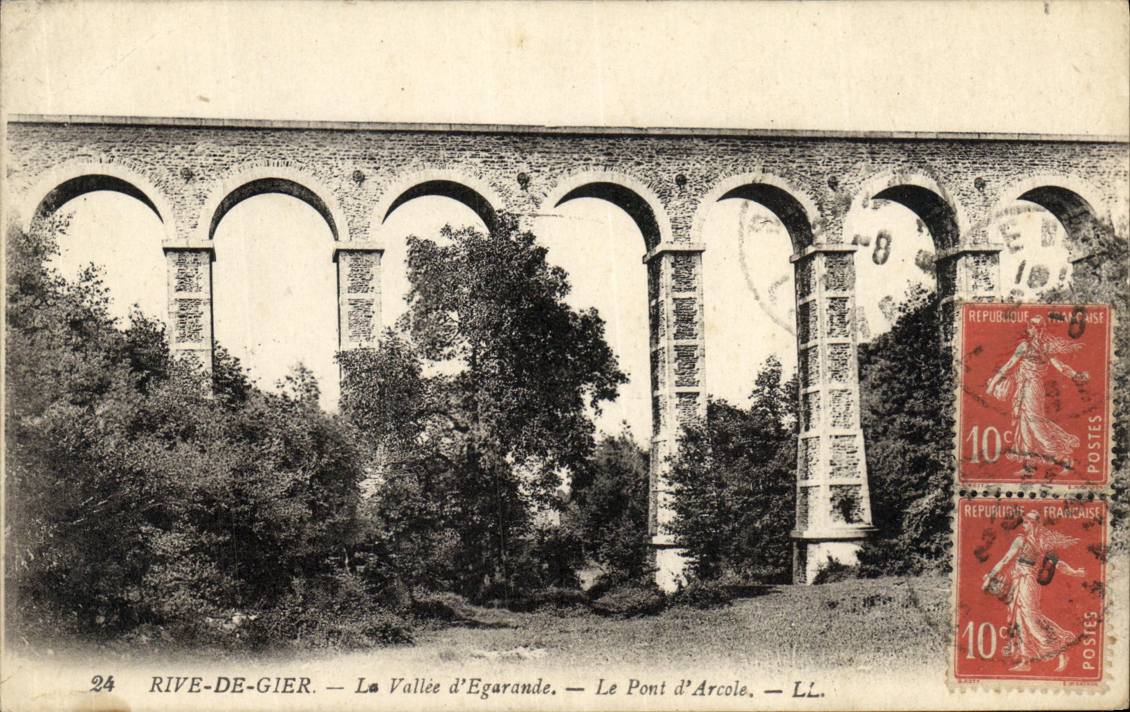 VINTAGE POSTCARD Bank De Gier the Valley D Egarande the Bridge D Arcole