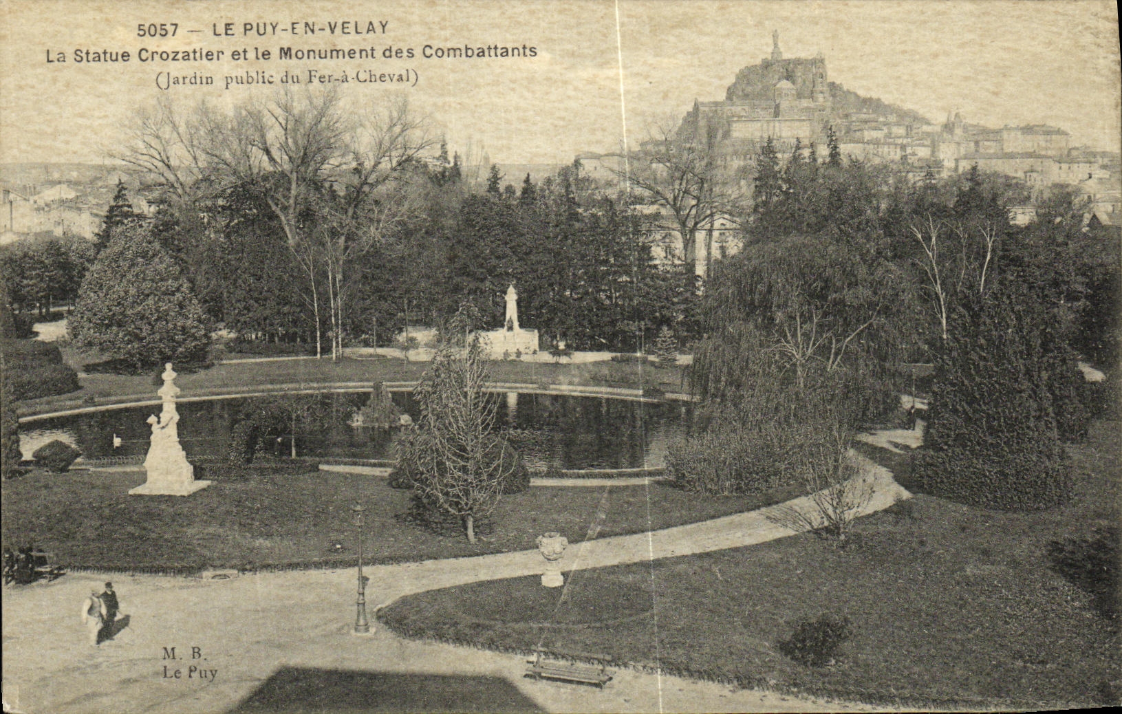 VINTAGE POSTCARD Puy In Velay the Crozatier Statue and the Monument of the combatants