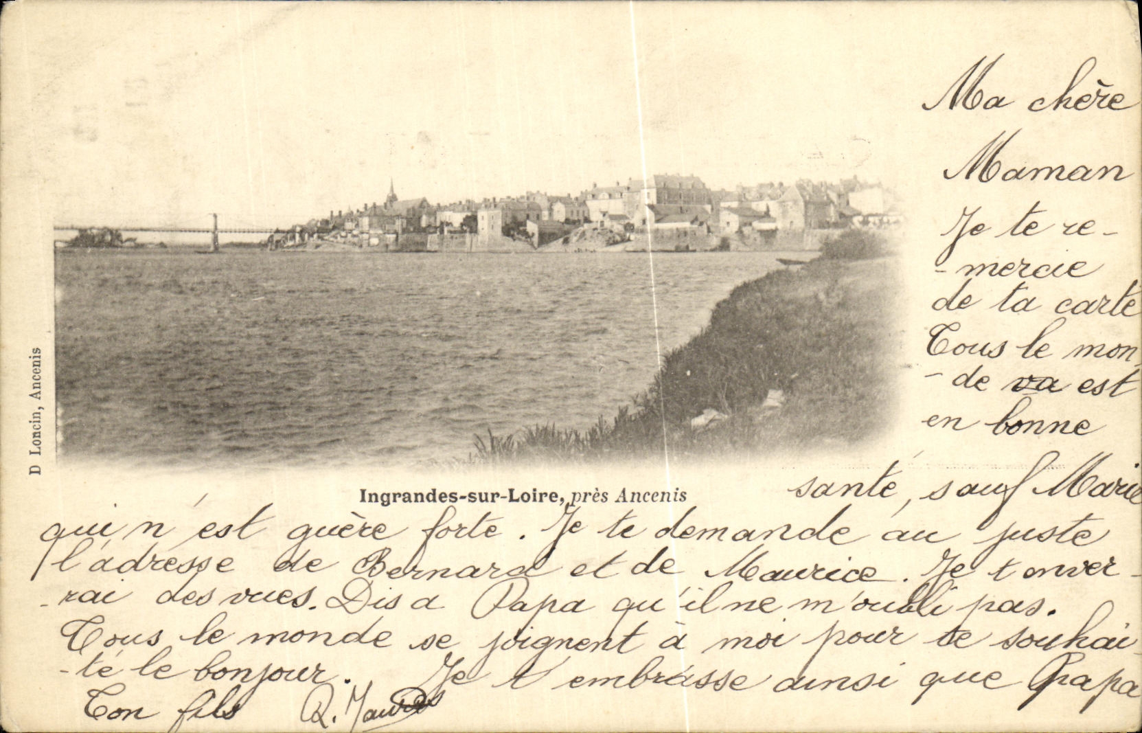 POSTAL Ingrandes de la VENDIMIA en el Loire Ancenis cercano