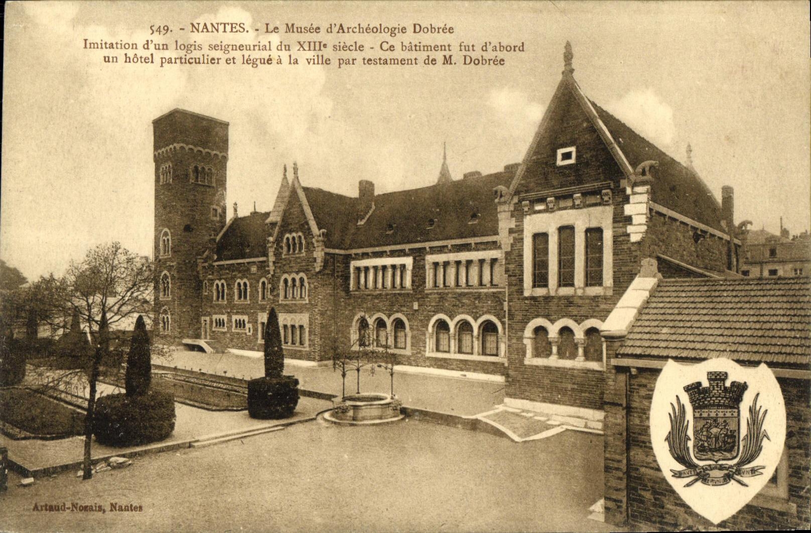 VINTAGE POSTCARD Nantes the Museum D Archeology Dobree Imitation D a home seigneurial of 13th