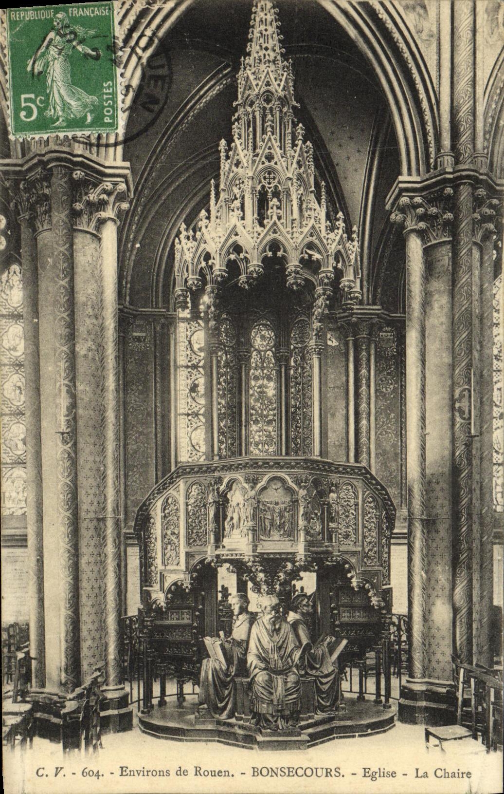 VINTAGE POSTCARD Rouen Bonsecours Church the Pulpit