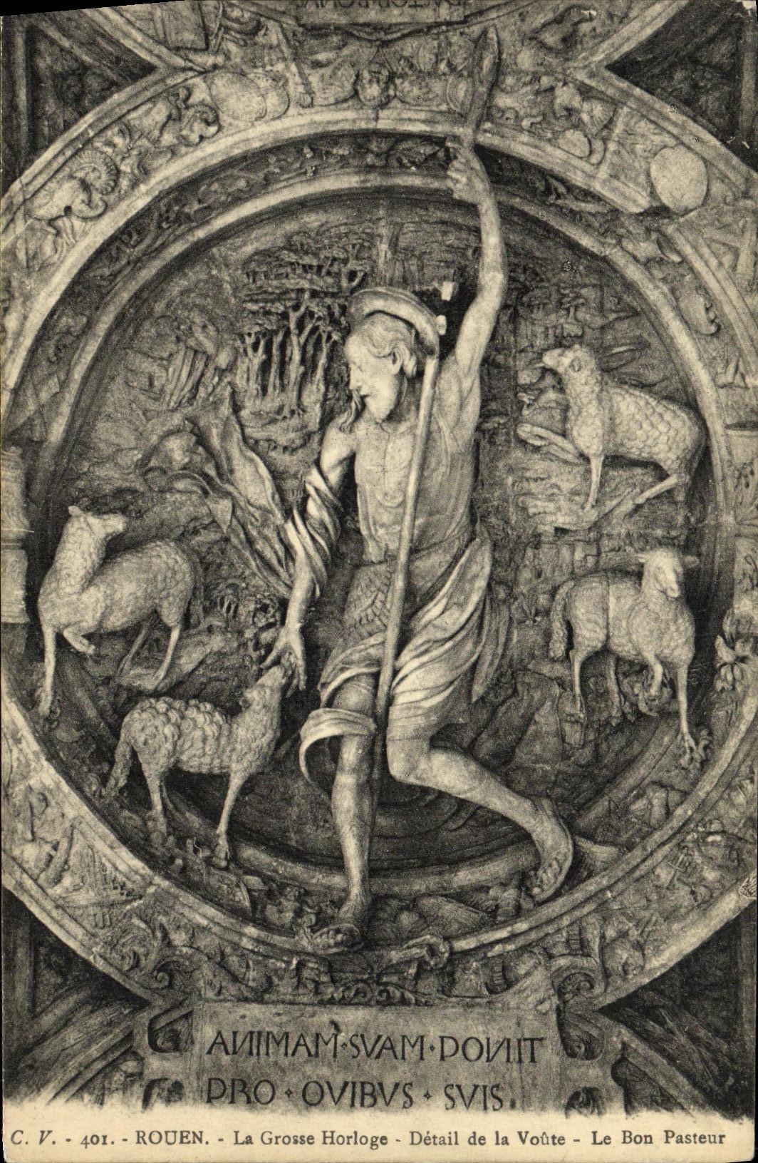 VINTAGE POSTCARD Rouen the Large Clock Detail of Al arches Good Pasteur