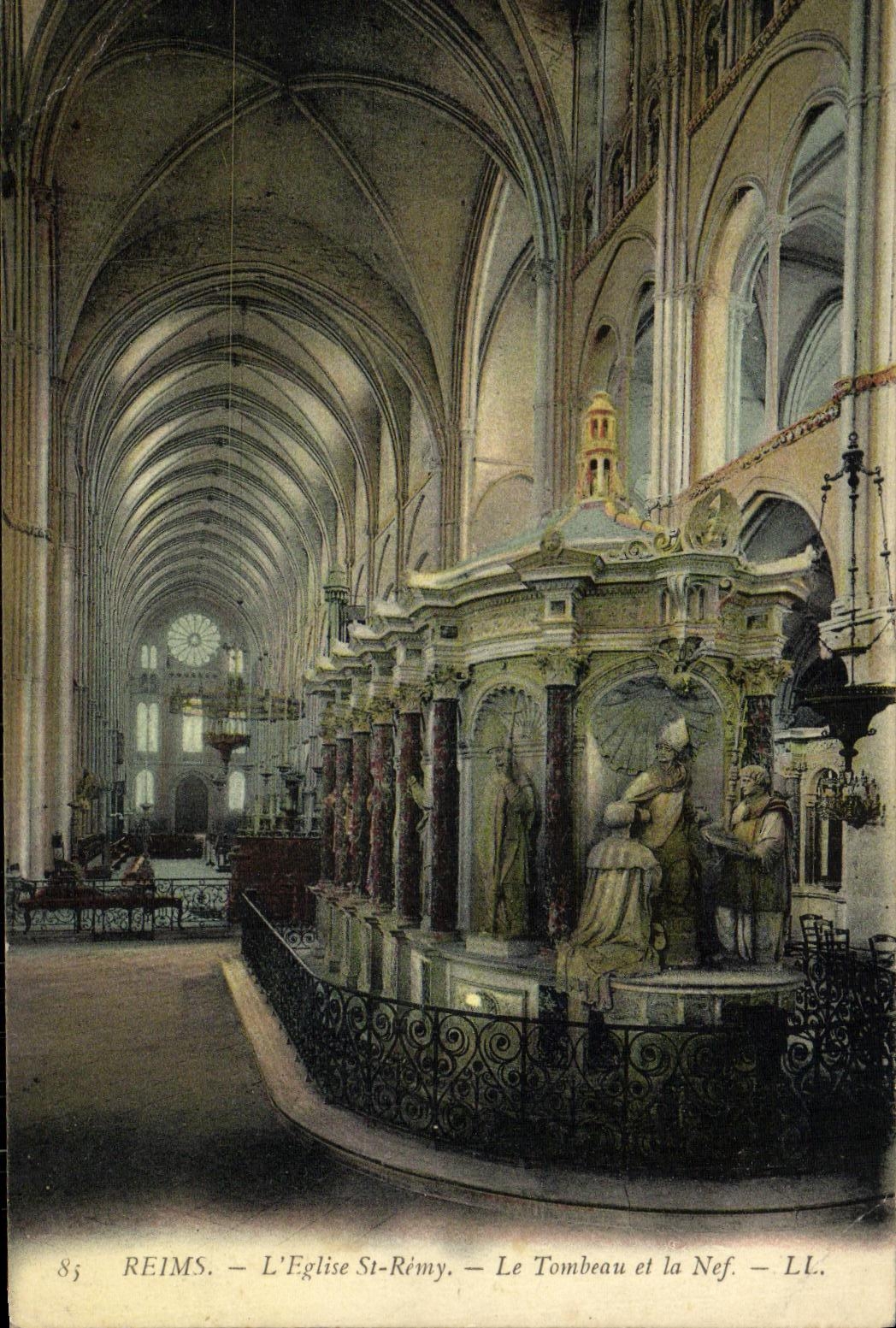 VINTAGE POSTCARD Rouen L Church St Reiny the Tomb and the nave