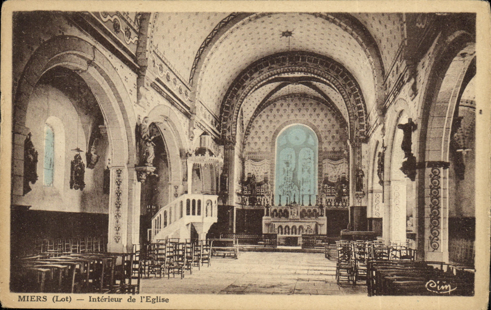 VINTAGE POSTCARD Interior Miers of L church