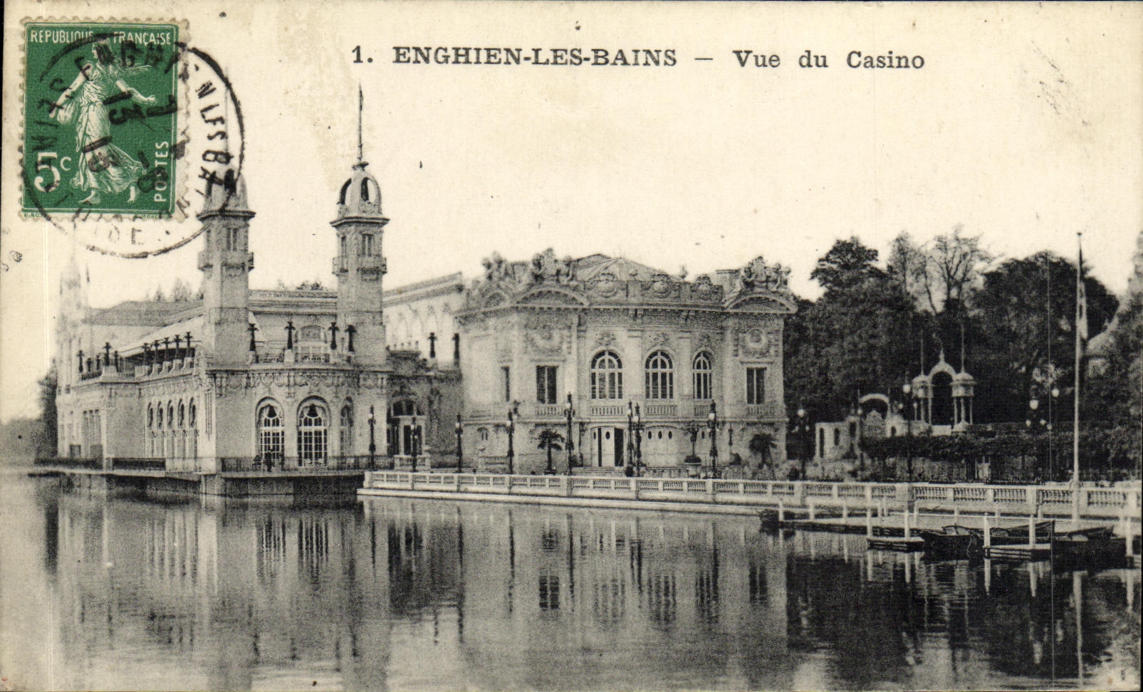VINTAGE POSTCARD Enghien les Bains Seen of the Casino
