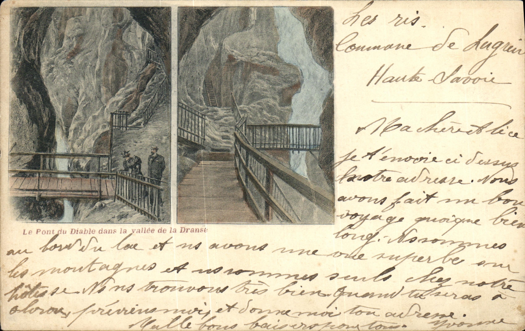 VINTAGE POSTCARD the bridge of the devil in the valley of Dranse