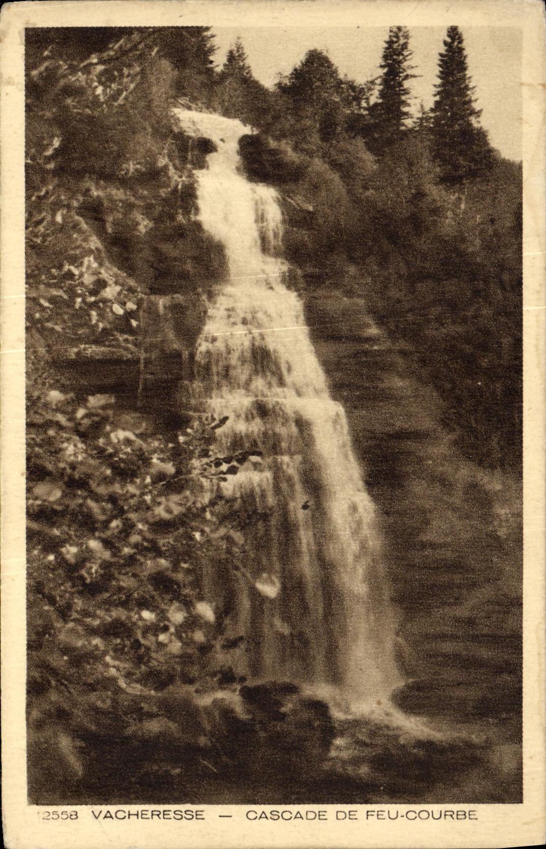VINTAGE POSTCARD Vacheresse Cascades of Curved Fire
