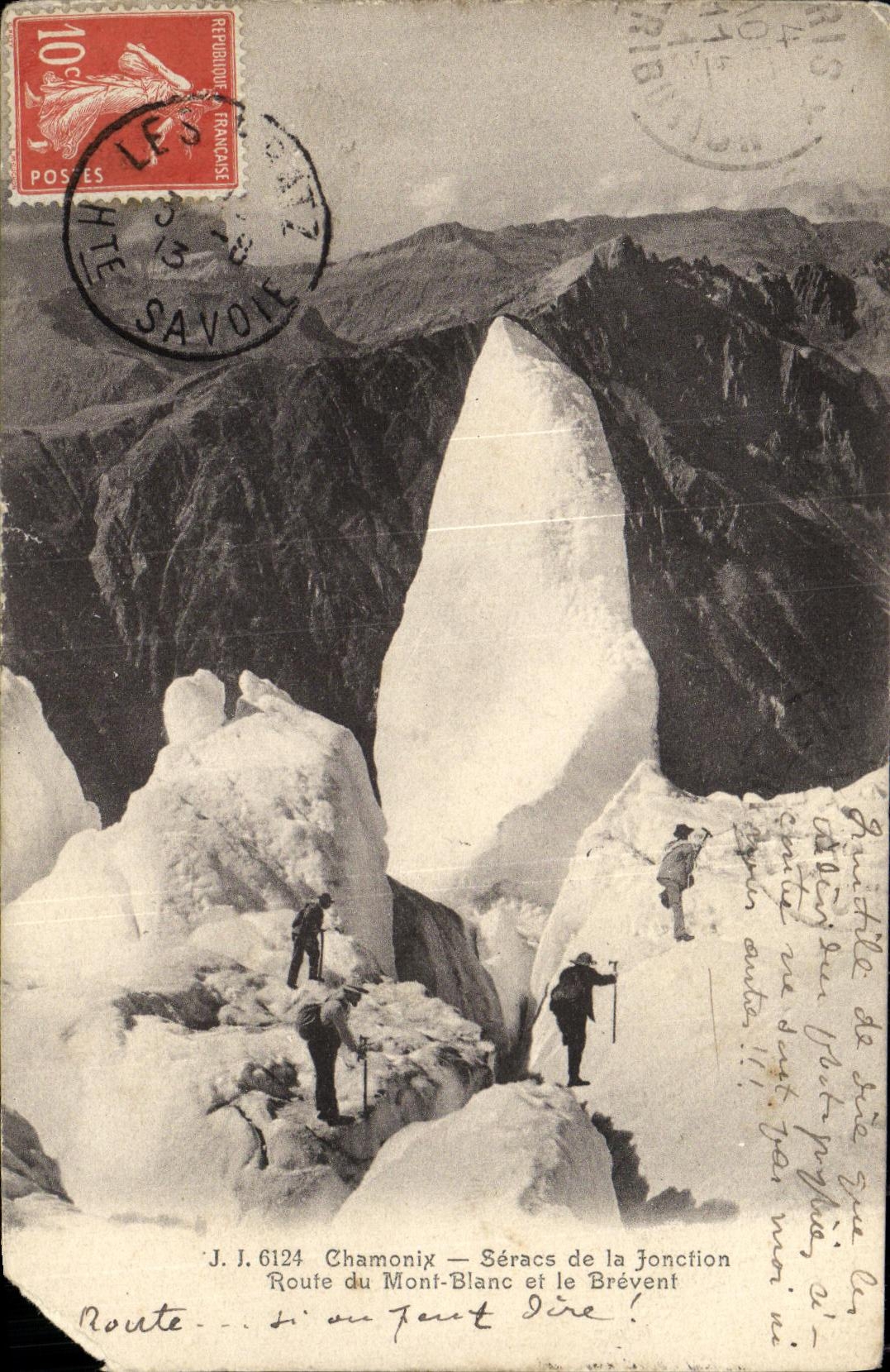 CPA Chamonix Seracs de la Jonction Route du Mont Blanc et le Brevent alpinisme 