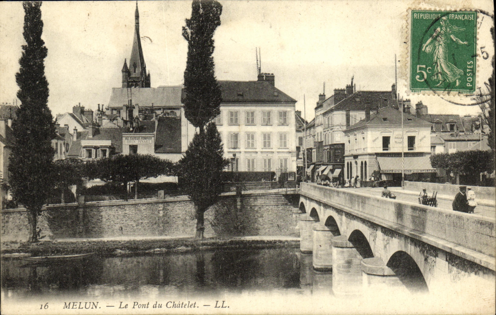 VINTAGE POSTCARD Melun the Bridge of Chatelet