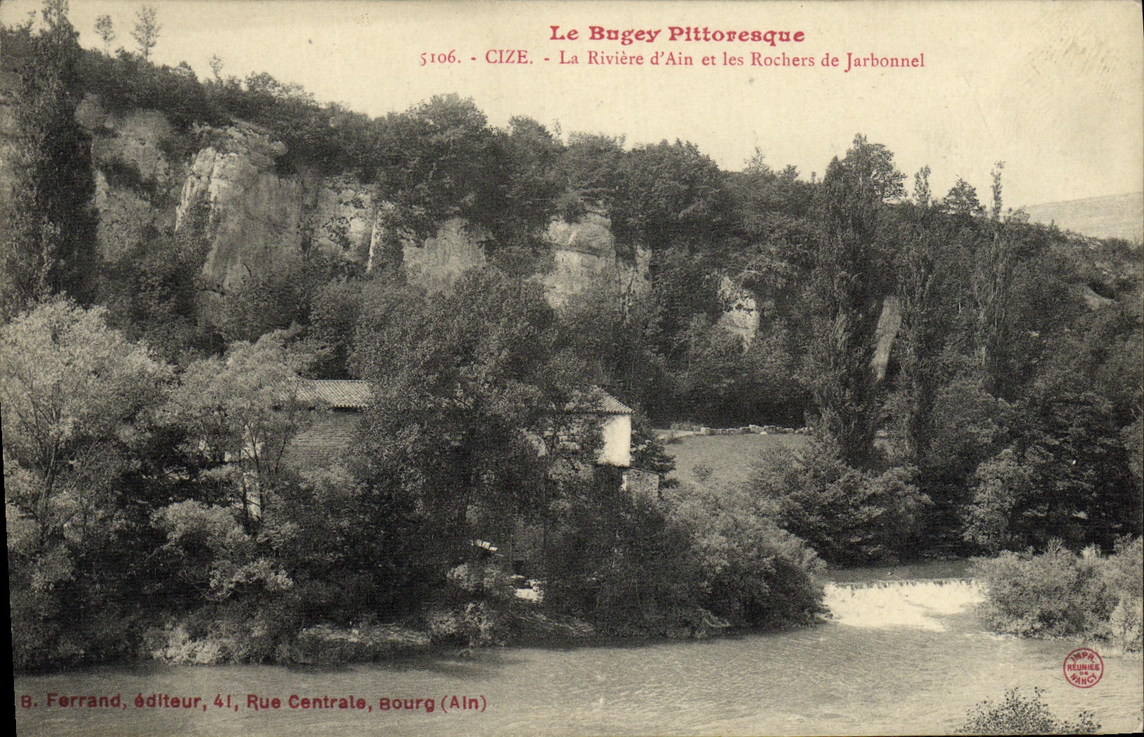 VINTAGE POSTCARD Cize the River D Ain and Rocks of Jarbonnel
