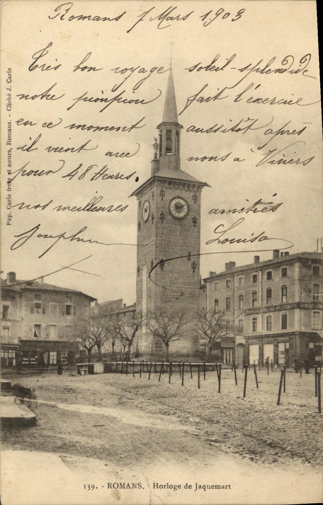 VINTAGE POSTCARD Romance Clock of Jaquemart