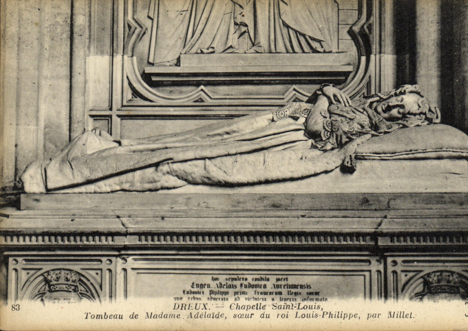 Tumba de Dreux La Chapelle St  Louis de la POSTAL de la VENDIMIA de la hermana de senora Adelaide del rey Felipe louis de Millet