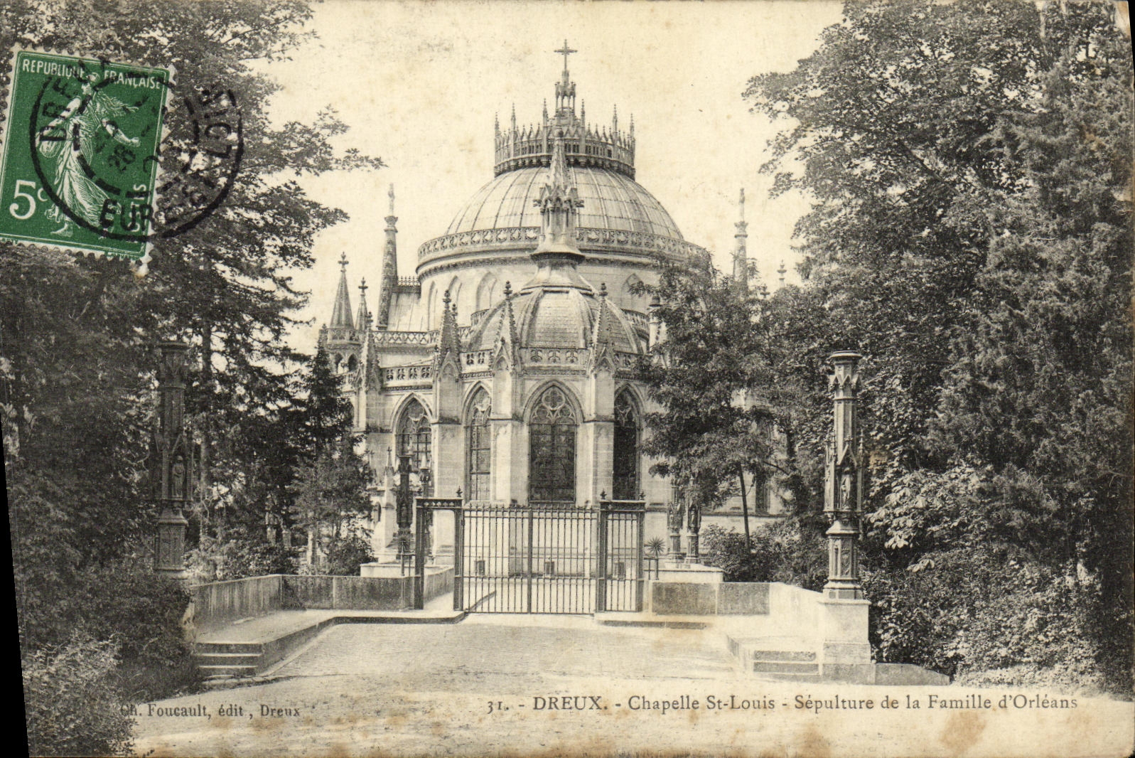 Entierro de Dreux La Chapelle St Louis de la POSTAL de la VENDIMIA de la familia D Orleans