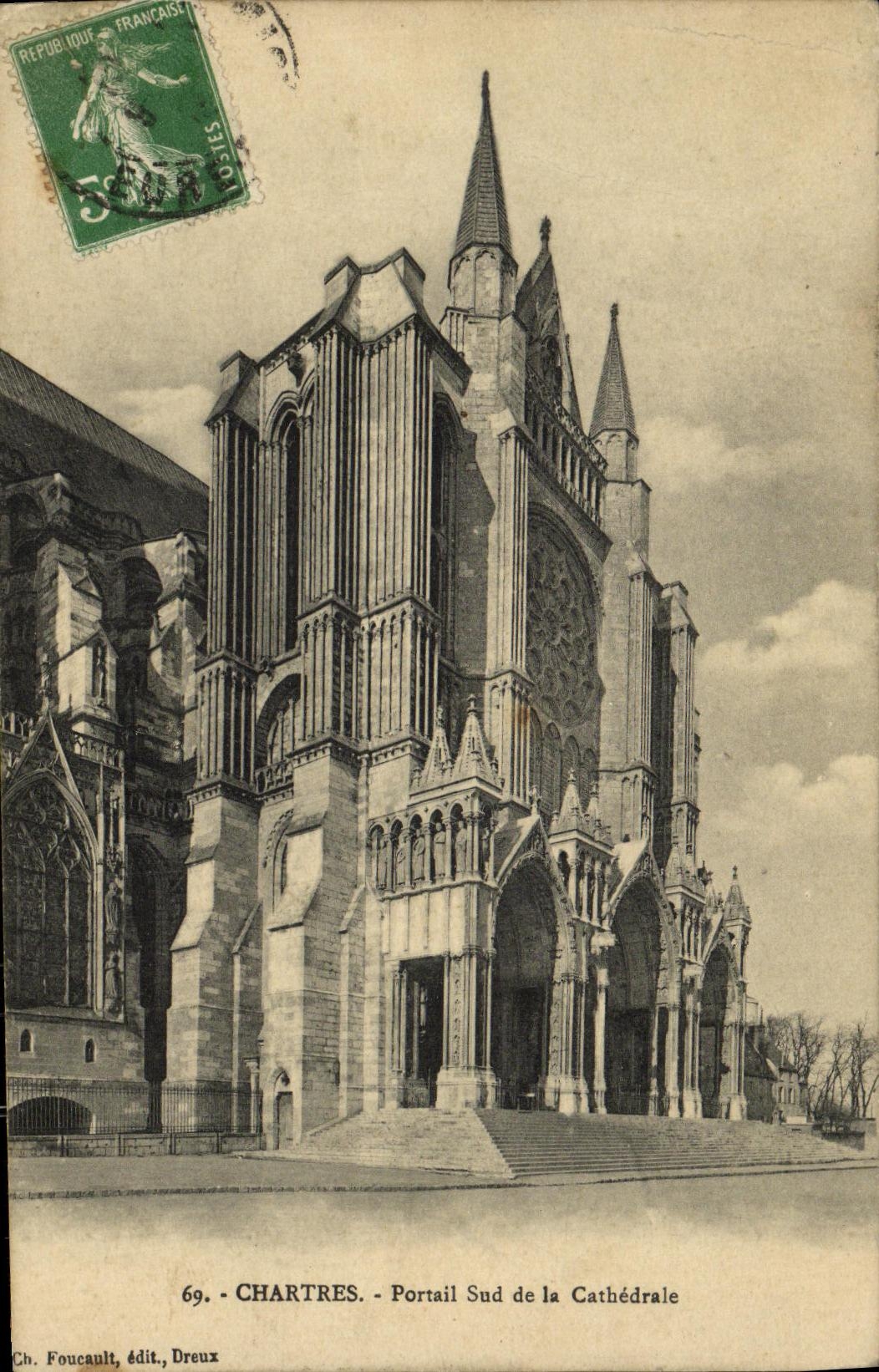 CPA Chartres Portail Sud de la Cathedrale